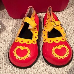 Clown Shoes. Red and Yellow Heart Shoes